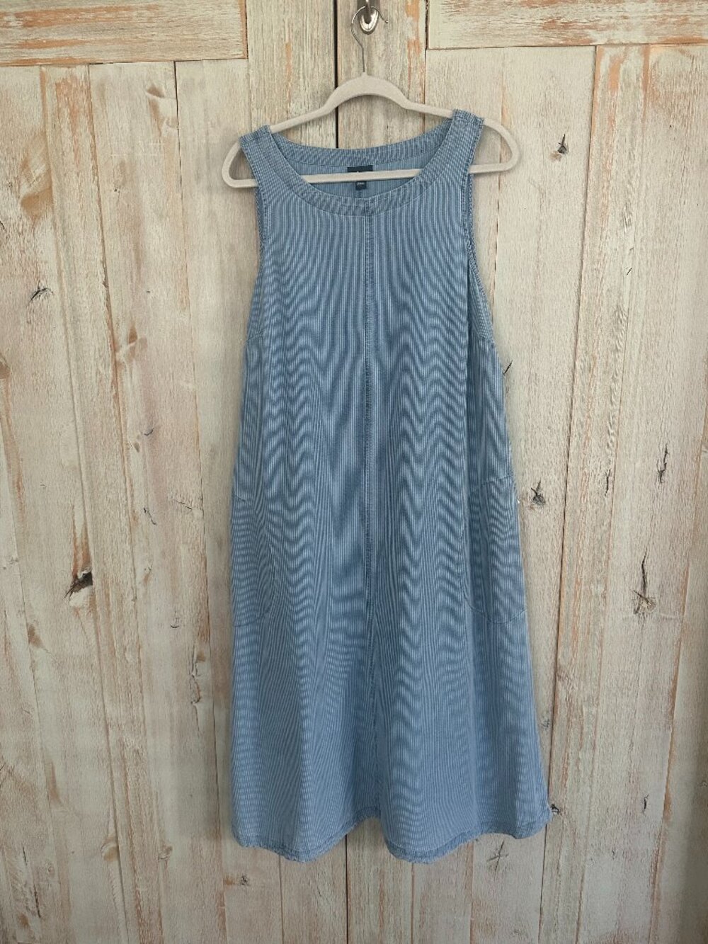 J Jill Striped Denim Midi Shift Dress Size L